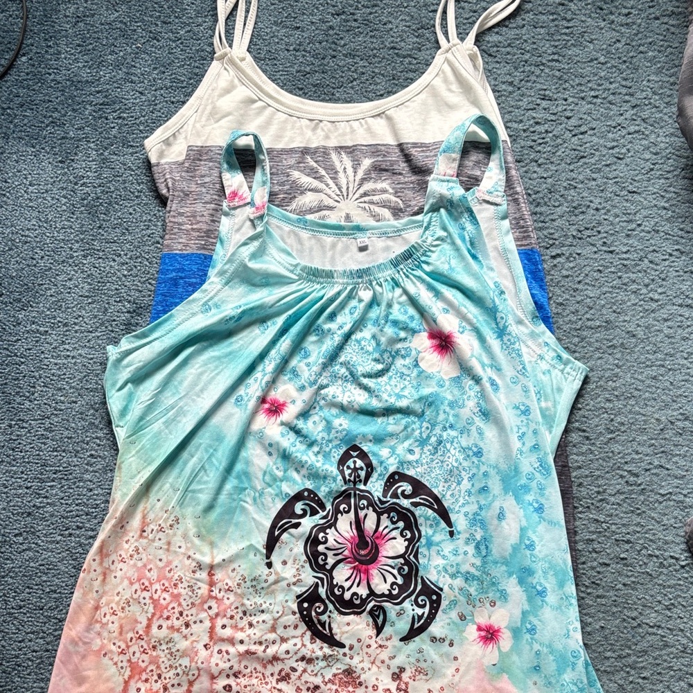 Swim coverups with Turtle and Palm Designs